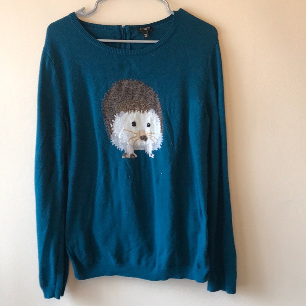 Talbots turquoise hedgehog sweater